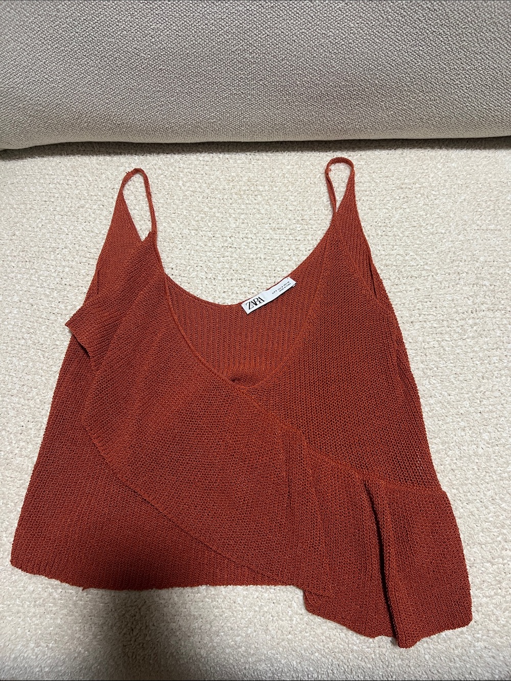 Zara Rust-Orange Knit Wrap Cami